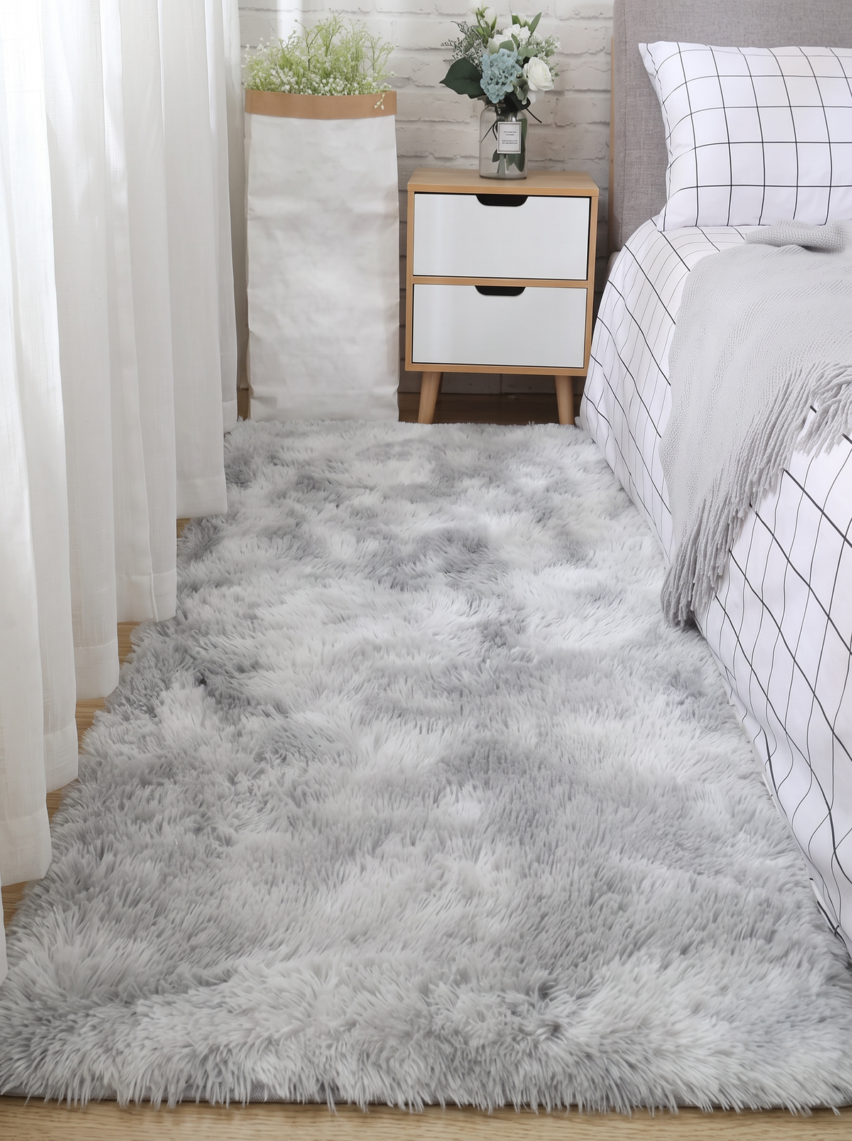 Tie-Dye Shag Rug - Grey - 40x120cm