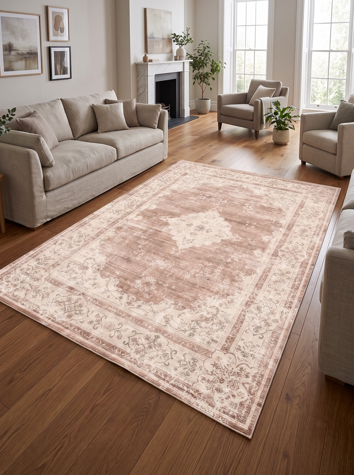 Retro Plush Rug - Coral - 200x300cm