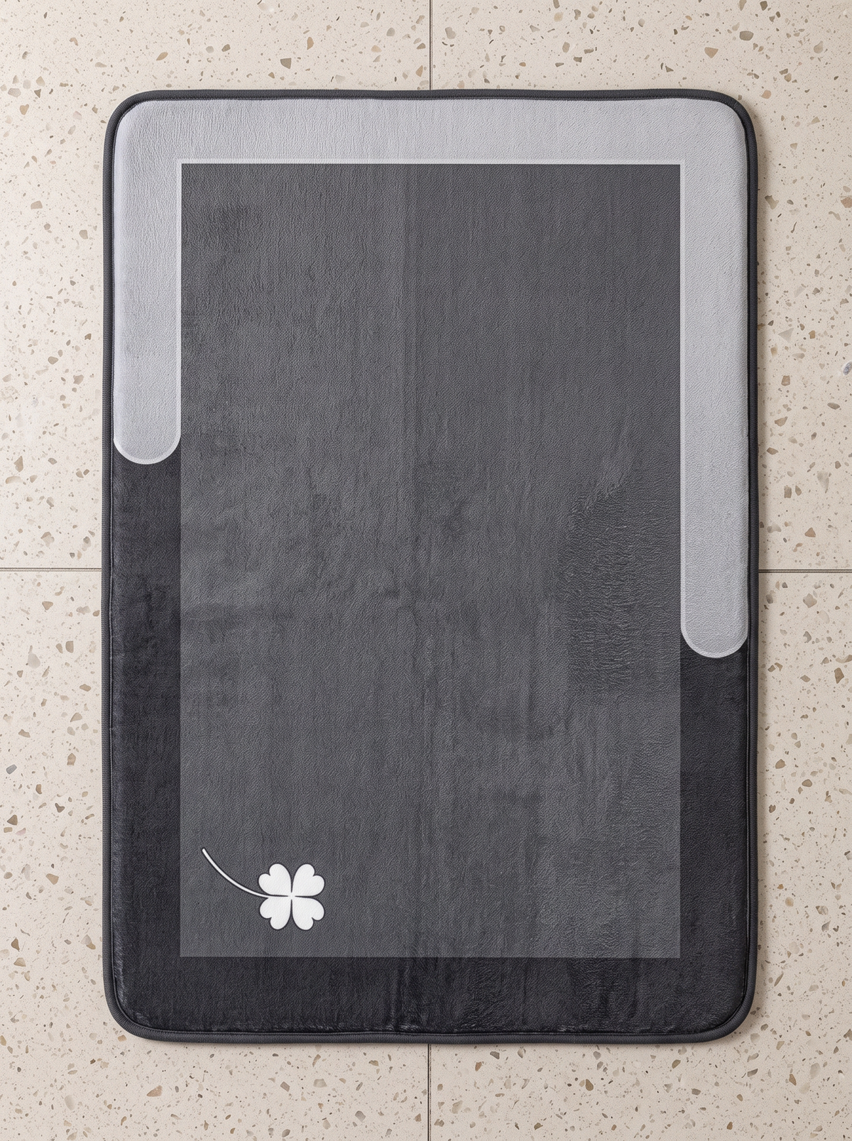 Printed Flannel Bath Mat - Gray and Black - 40x60cm