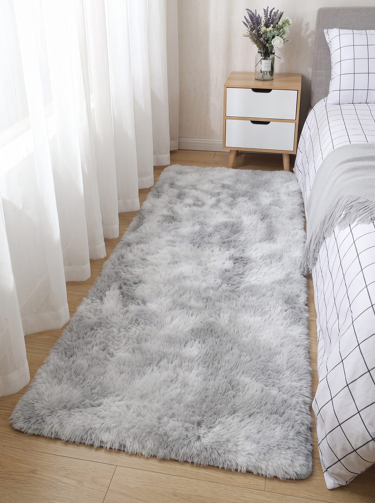 Tie-Dye Shag Rug - Grey - 80x200cm