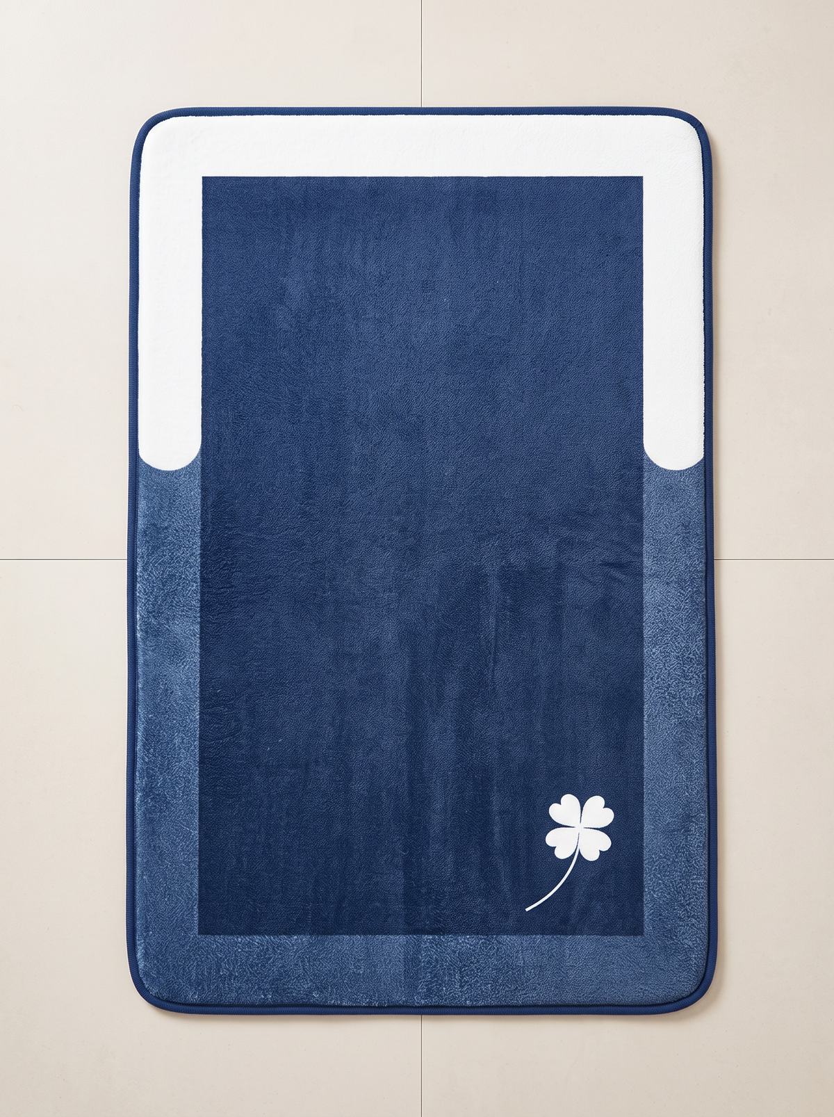 Printed Flannel Bath Mat - Blue - 50x80cm