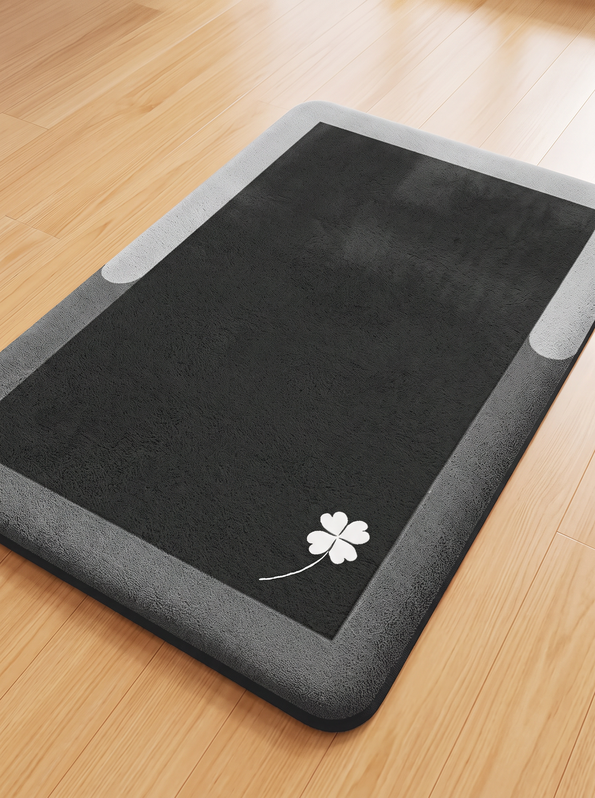Printed Flannel Bath Mat - Gray and Black - 40x60cm