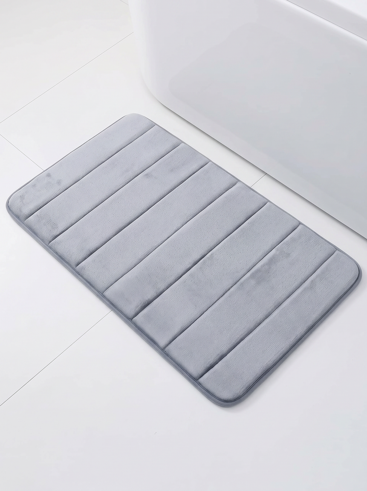 Sponge Stripe Bath Mat - Light Grey - 50x80cm
