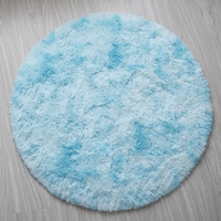 Plush Round Rug - Blue - 80cm diametre
