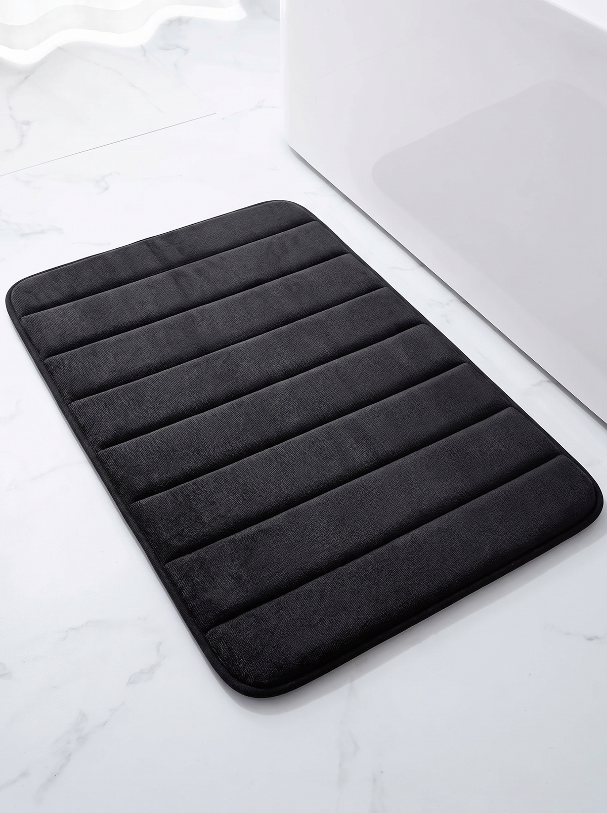Sponge Stripe Bath Mat - Black - 50x80cm