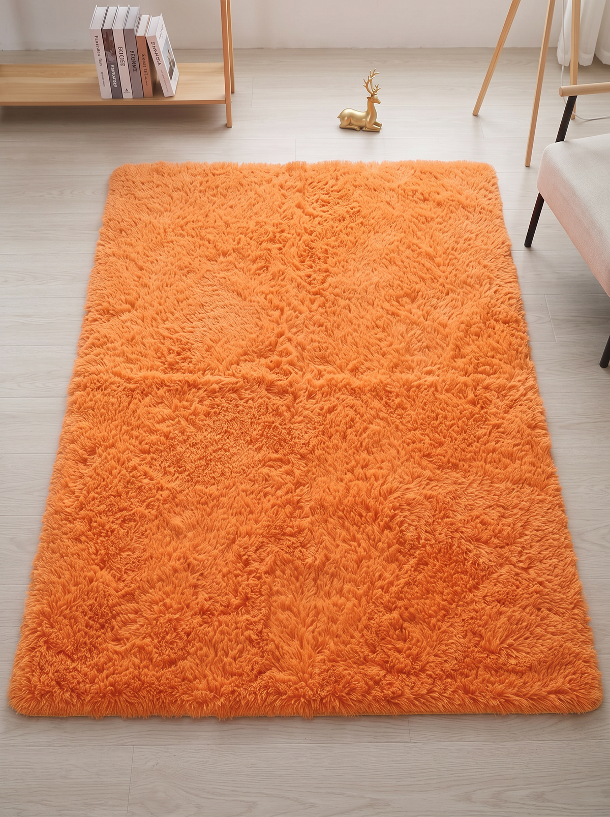 Fluffy Shag Living Room Rug - Orange - 80x160cm