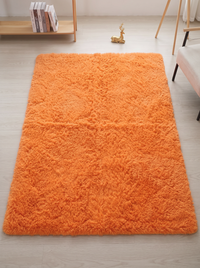Fluffy Shag Living Room Rug - Orange - 80x160cm