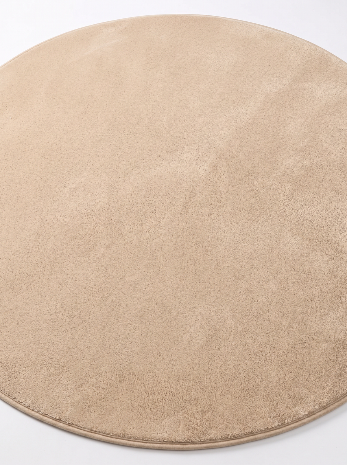 Coral Velvet Living Room Rug - Beige - 60cm diametre