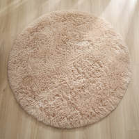 Plush Round Rug - Khaki - 100cm diametre
