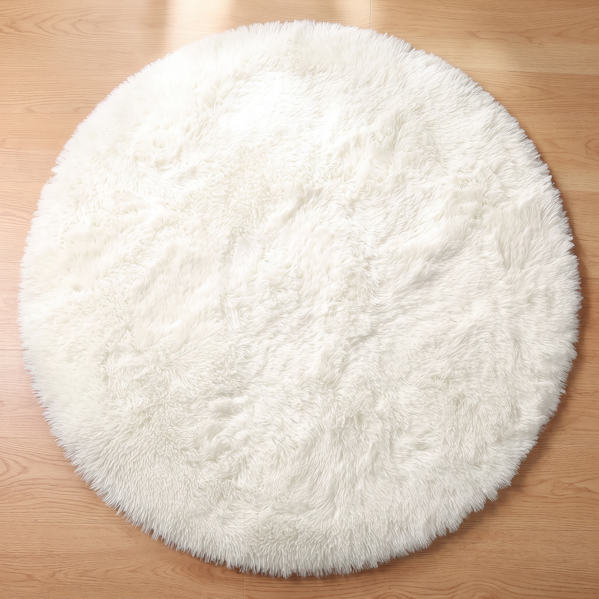 Plush Round Rug - White - 60cm diametre