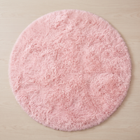 Plush Round Rug - Pink - 100cm diametre
