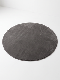 Coral Velvet Living Room Rug - Charcoal - 80cm diametre