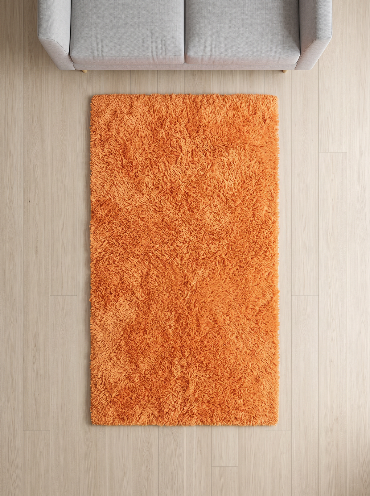 Fluffy Shag Living Room Rug - Orange - 100x200cm