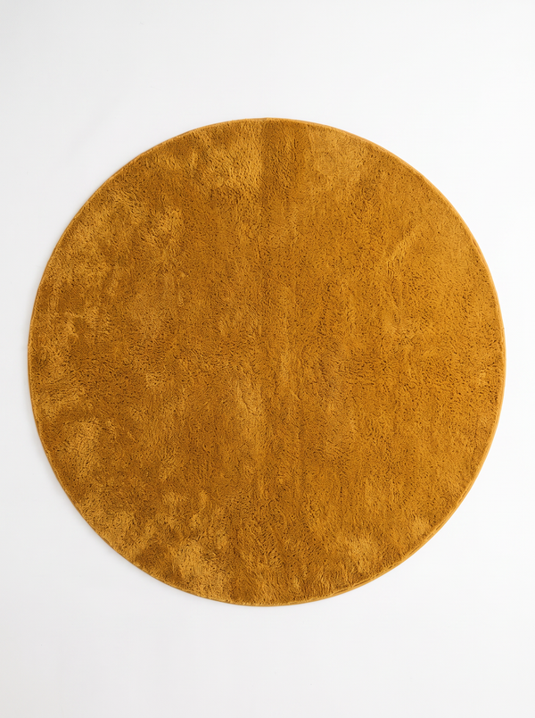 Coral Velvet Living Room Rug - Yellow - 160cm diametre