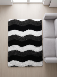 Fluffy Shag Living Room Rug - Wave - 120x160cm