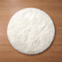 Plush Round Rug - White - 100cm diametre