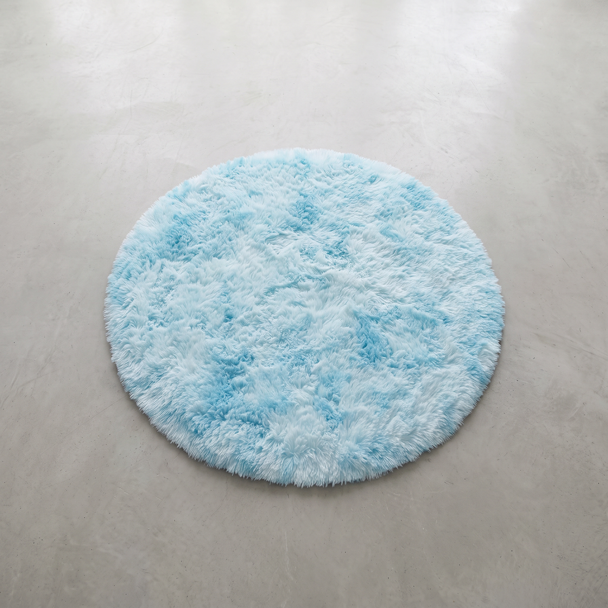 Plush Round Rug - Blue - 100cm diametre