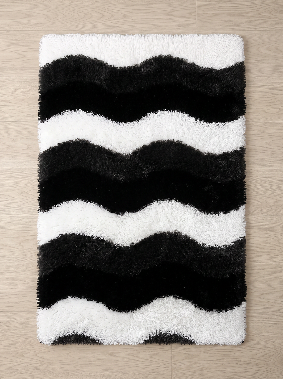 Fluffy Shag Living Room Rug - Wave - 50x80cm