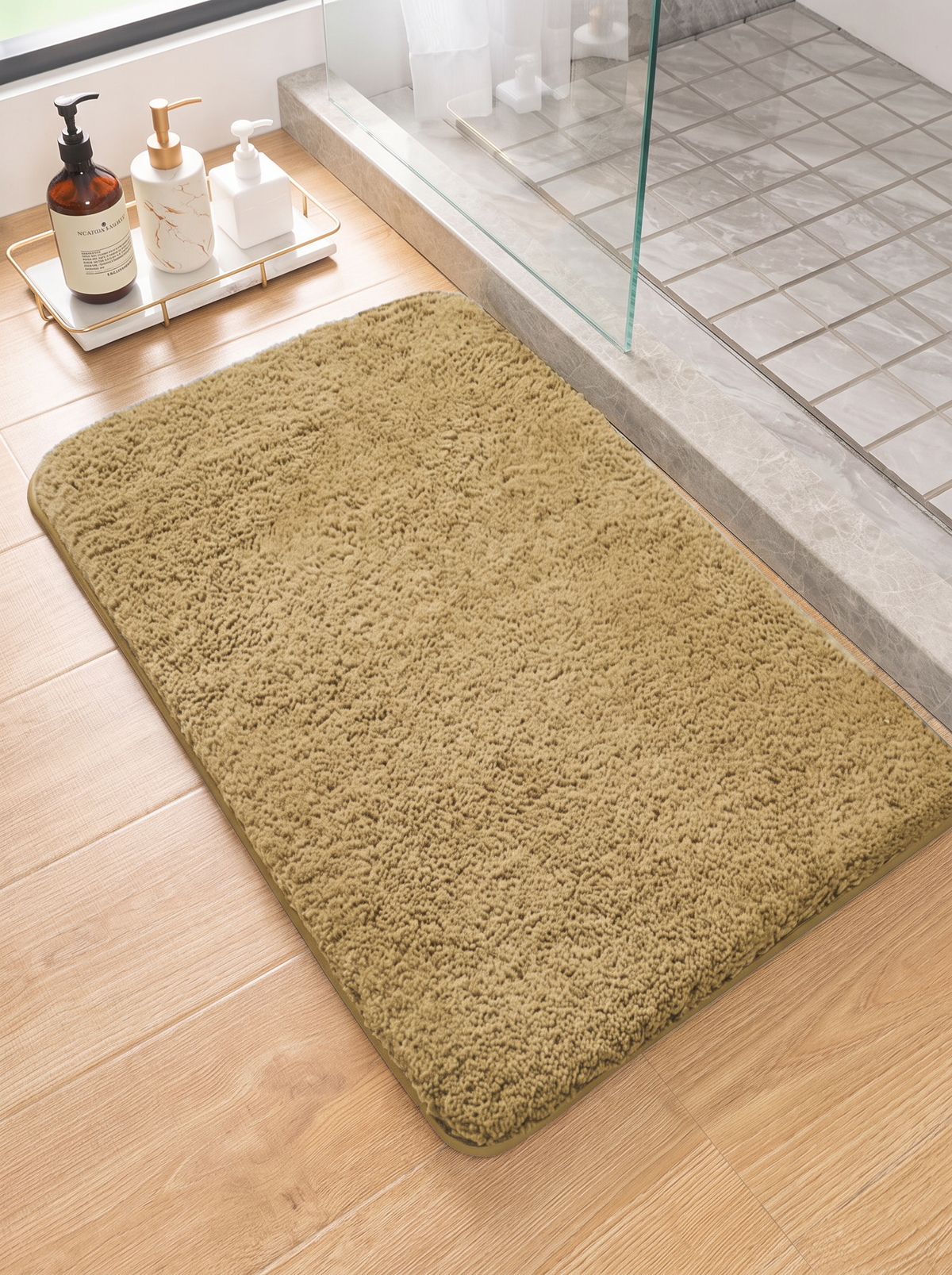 Furry Shag Bath Mat - Brown - 50x80cm