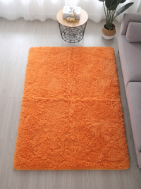 Fluffy Shag Living Room Rug - Orange - 120x160cm