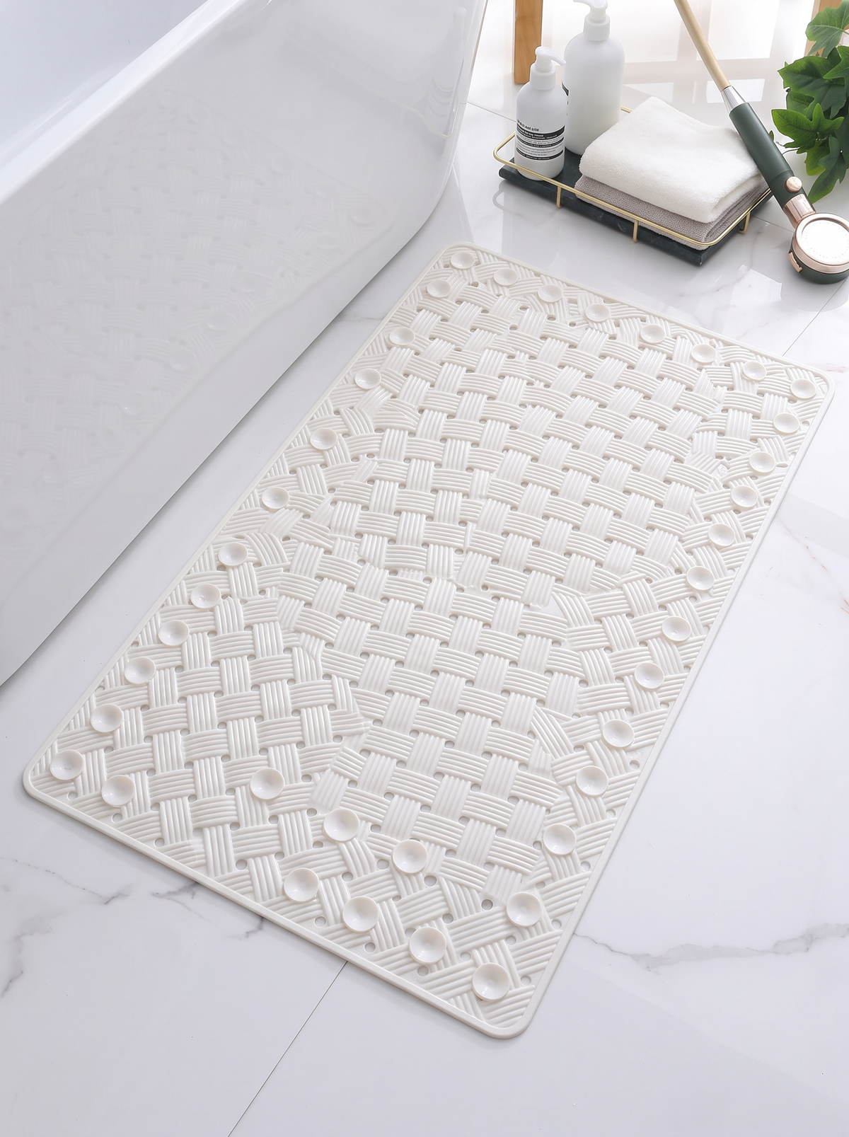 Round-Hole Bath Rug - White - 43x75cm