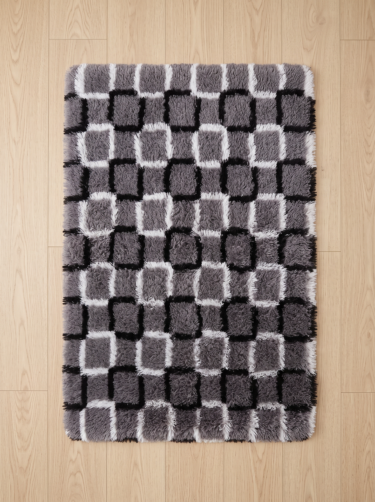 Fluffy Shag Living Room Rug - Cube - 50x80cm