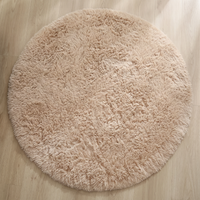 Plush Round Rug - Khaki - 60cm diametre