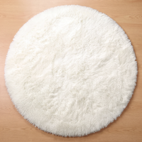 Plush Round Rug - White - 80cm diametre