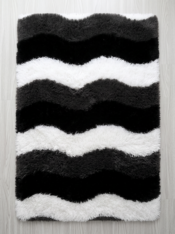 Fluffy Shag Living Room Rug - Wave - 40x60cm