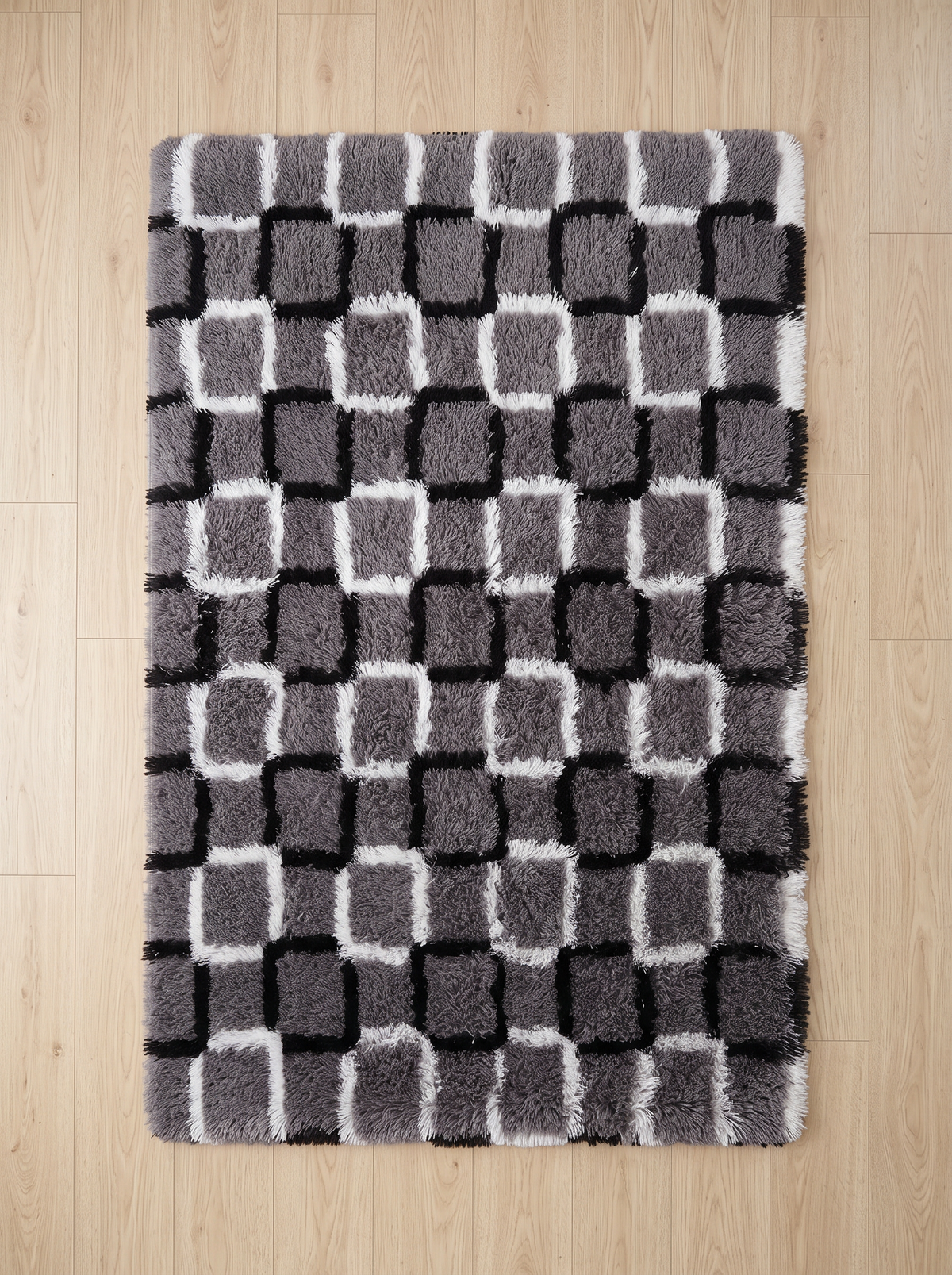 Fluffy Shag Living Room Rug - Cube - 80x160cm