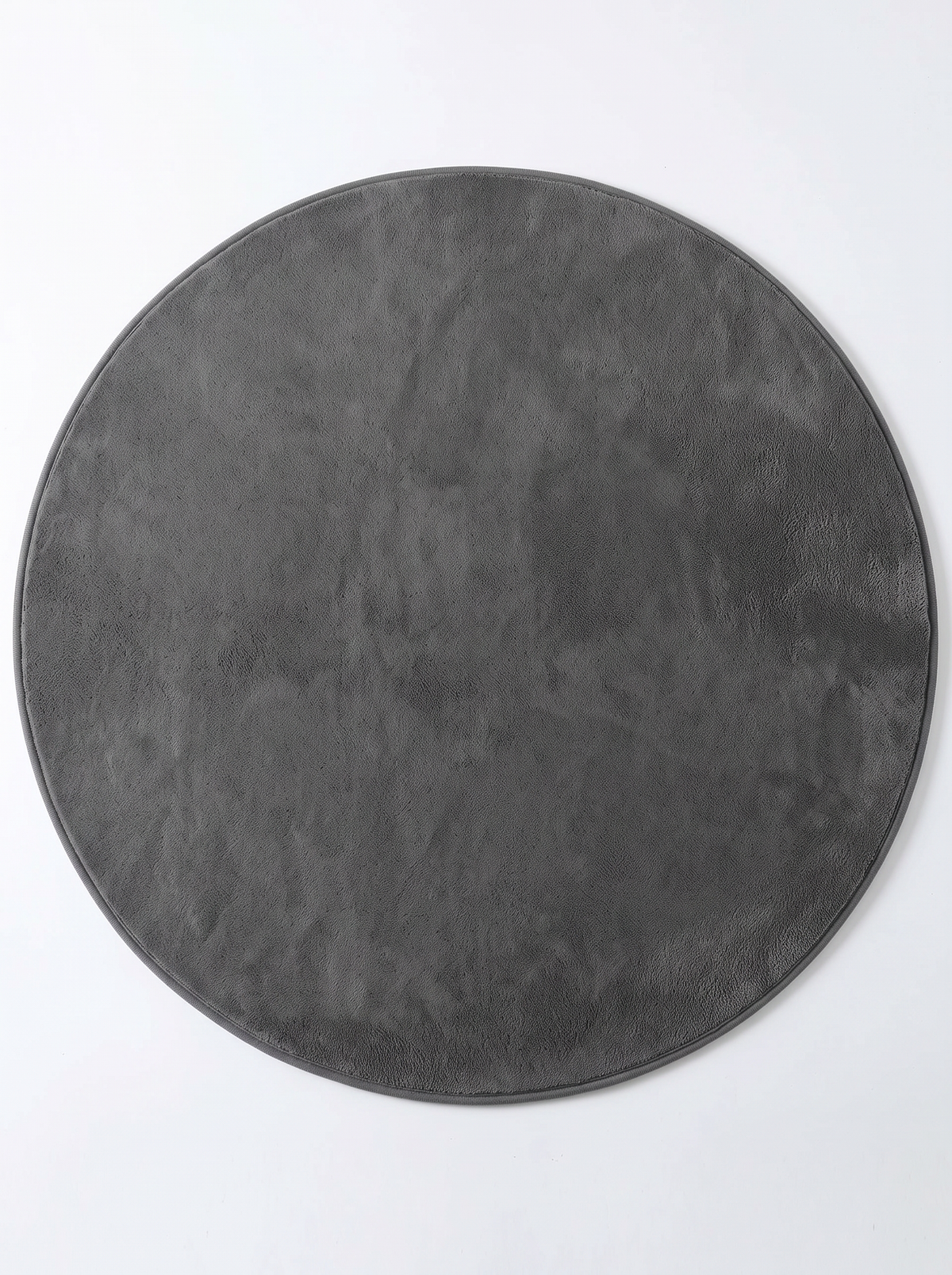 Coral Velvet Living Room Rug - Charcoal - 60cm diametre