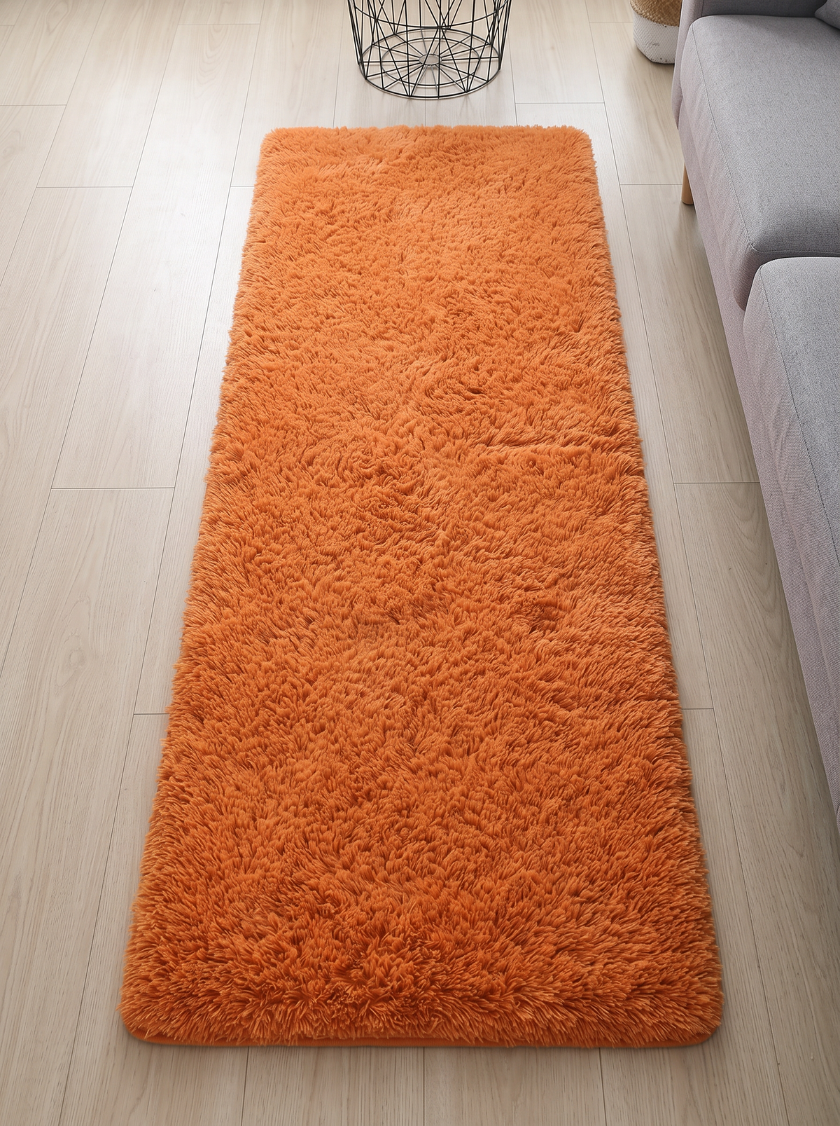 Fluffy Shag Living Room Rug - Orange - 80x200cm