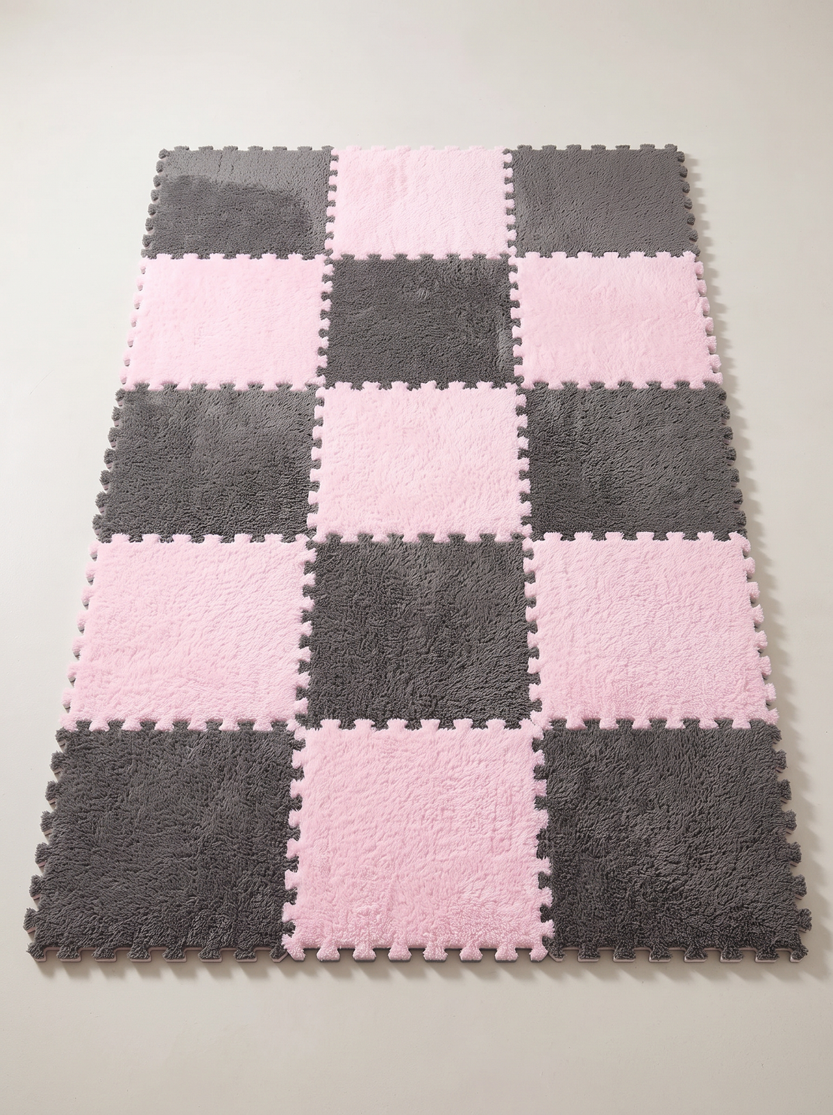 Kids Puzzle Mat - Pink-Gray - 10 pieces