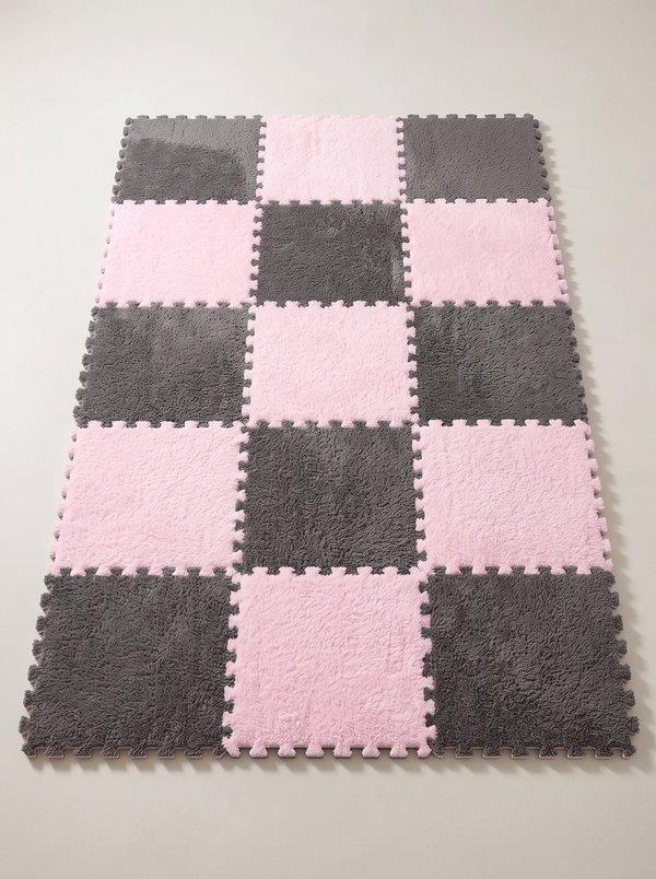 Kids Puzzle Mat - Pink-Gray - 10 pieces