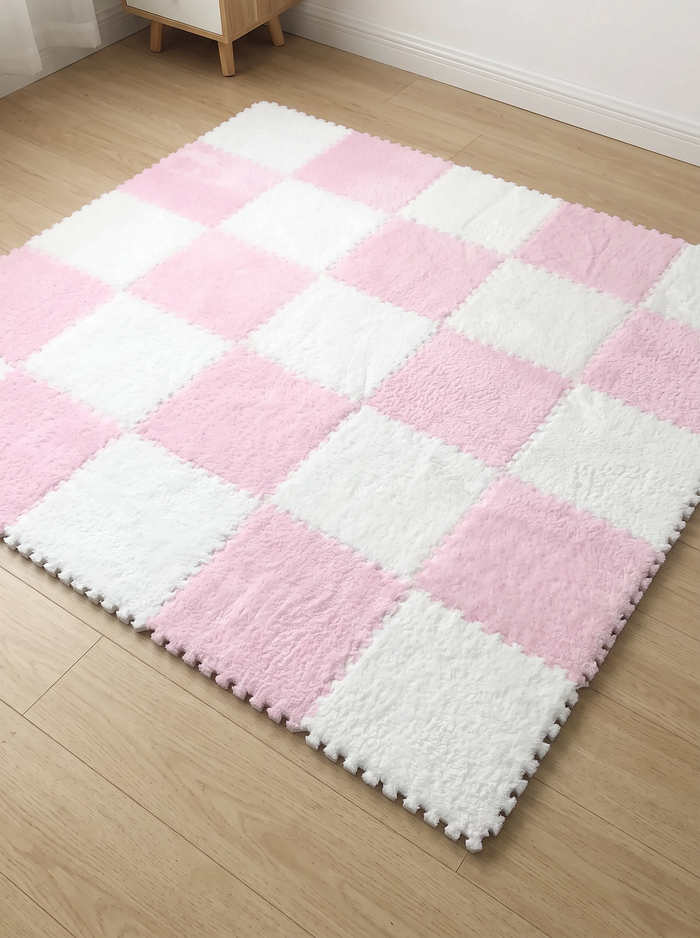 Kids Puzzle Mat - White-Pink - 20 pieces