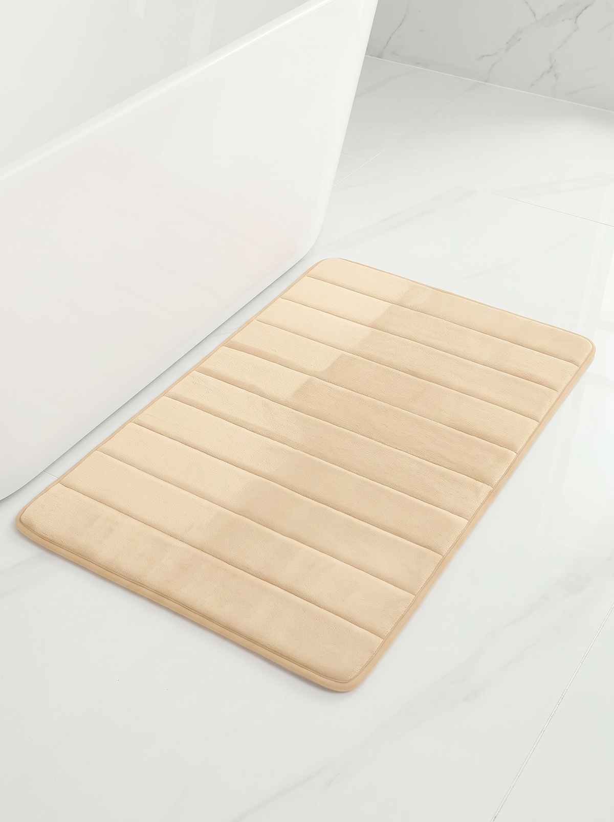 Sponge Stripe Bath Mat - Beige - 50x80cm