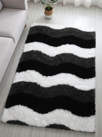 Fluffy Shag Living Room Rug - Wave - 80x160cm