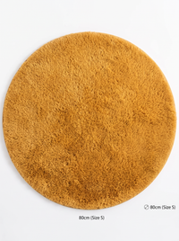 Coral Velvet Living Room Rug - Yellow - 80cm diametre