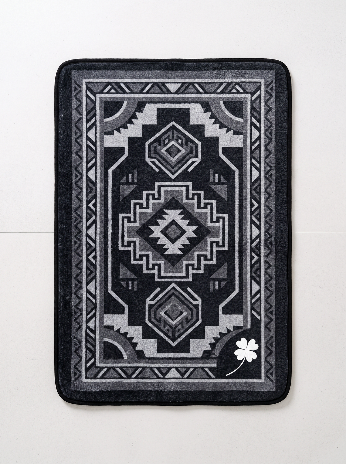 Printed Flannel Bath Mat - Gray and Black - 50x80cm