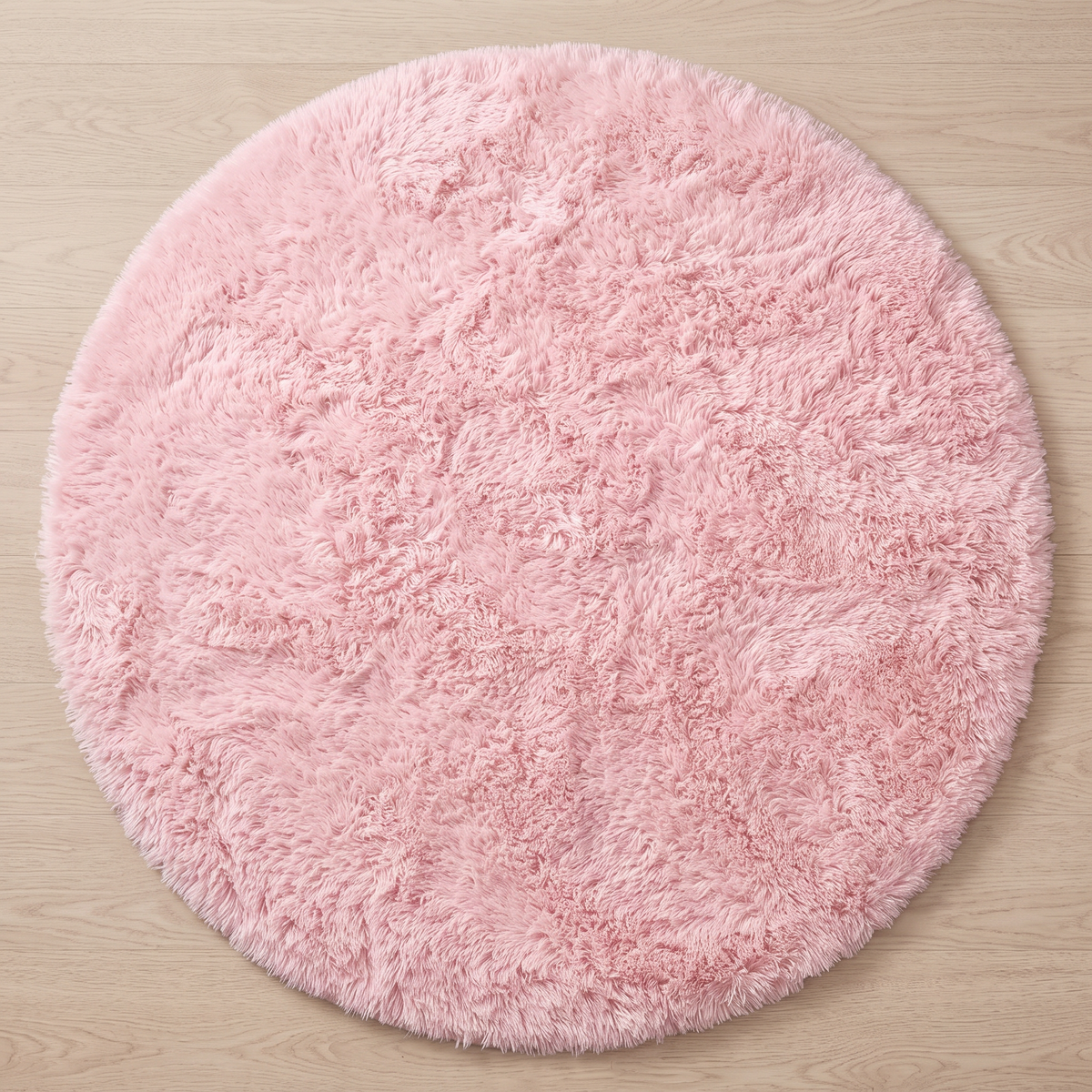 Plush Round Rug - Pink - 60cm diametre