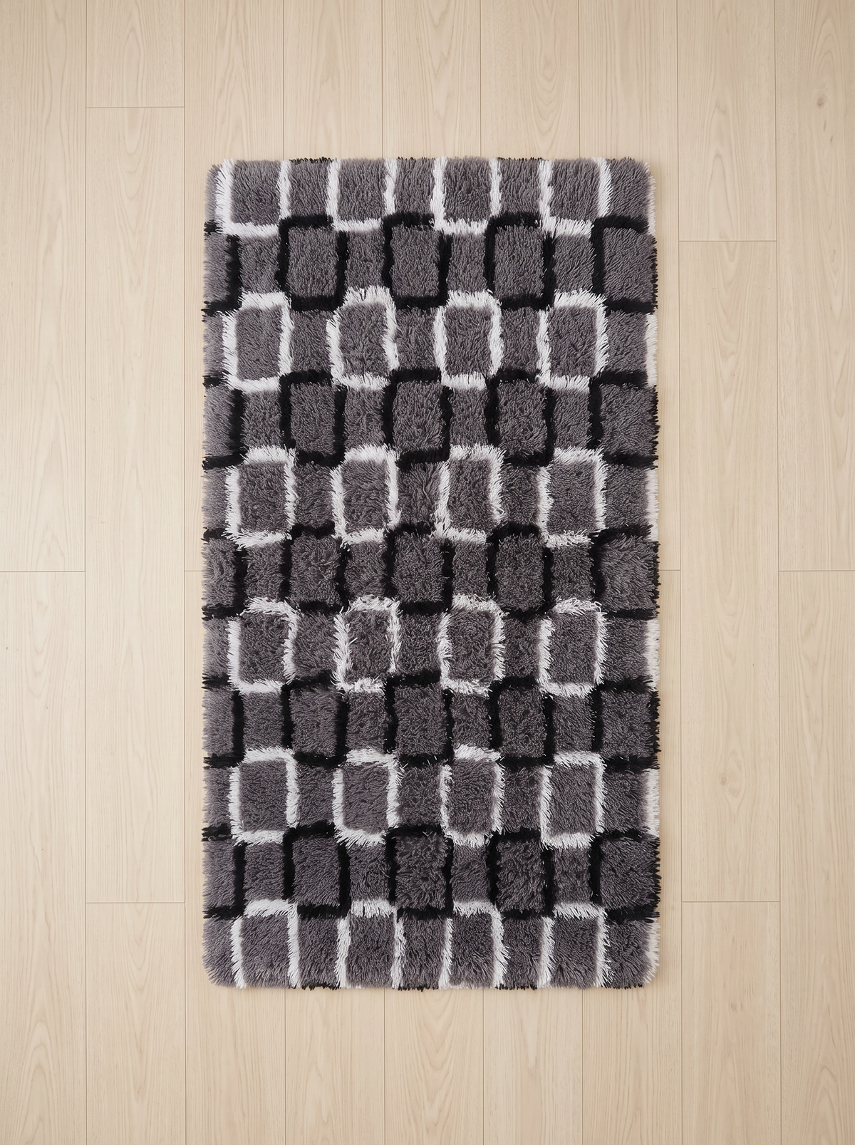 Fluffy Shag Living Room Rug - Cube - 60x120cm