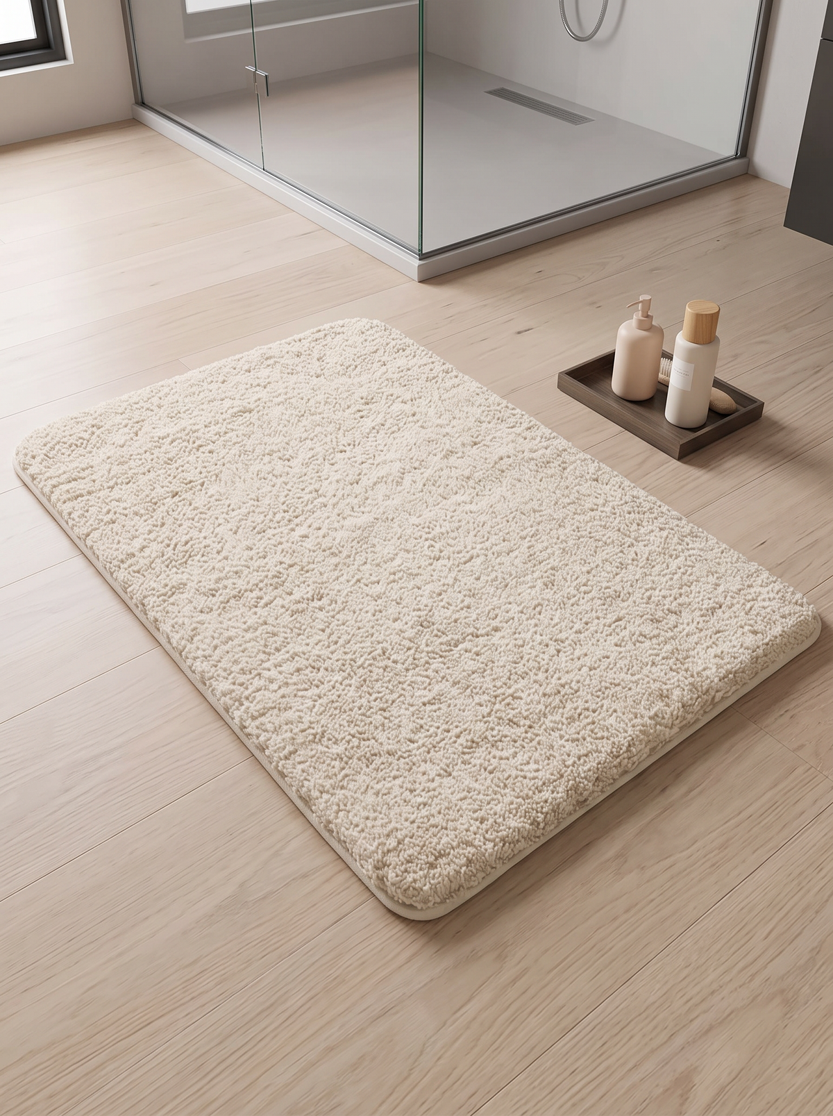 Furry Shag Bath Mat - Apricot - 60x90cm