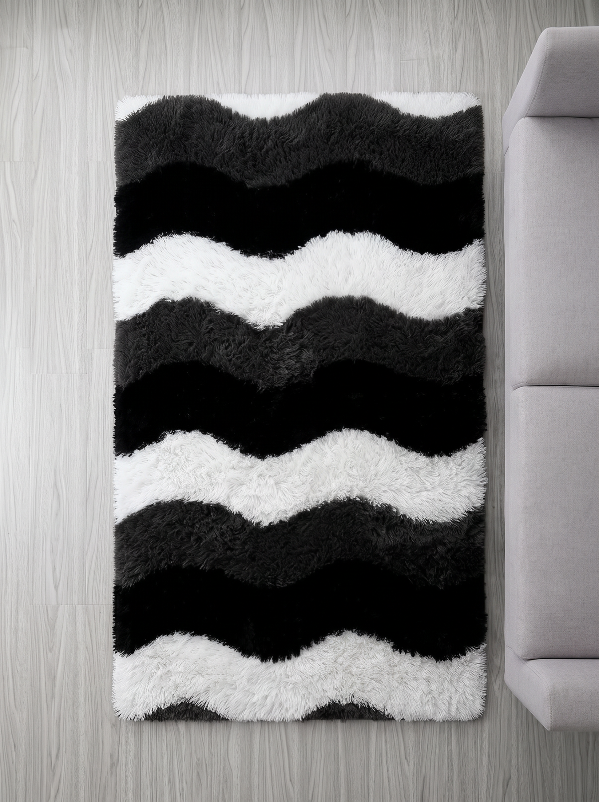 Fluffy Shag Living Room Rug - Wave - 100x200cm