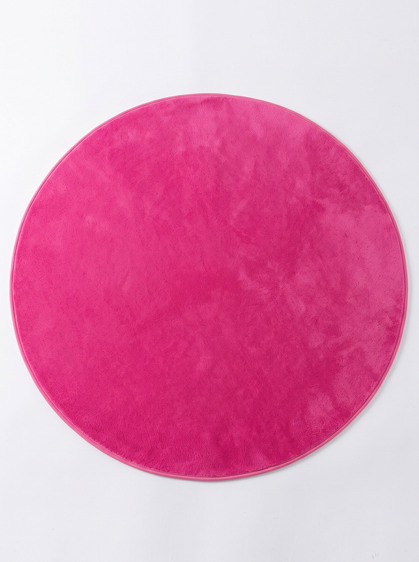 Coral Velvet Living Room Rug - Pink - 80cm diametre