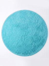 Coral Velvet Living Room Rug - Sky Blue - 80cm diametre
