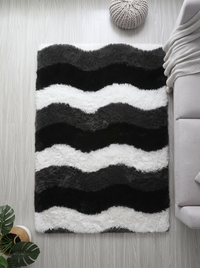 Fluffy Shag Living Room Rug - Wave - 100x160cm