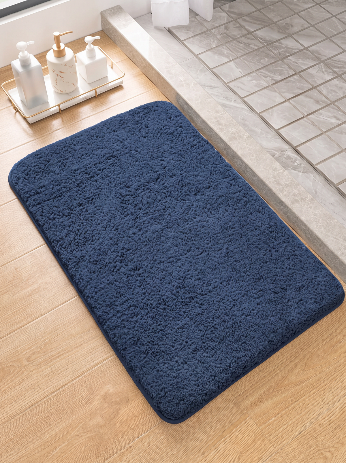 Furry Shag Bath Mat - Blue - 50x80cm