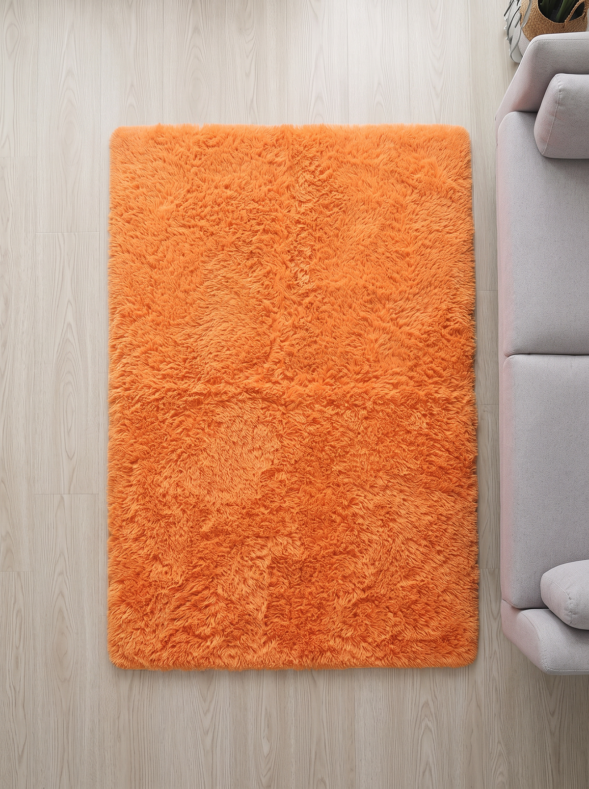 Fluffy Shag Living Room Rug - Orange - 100x160cm