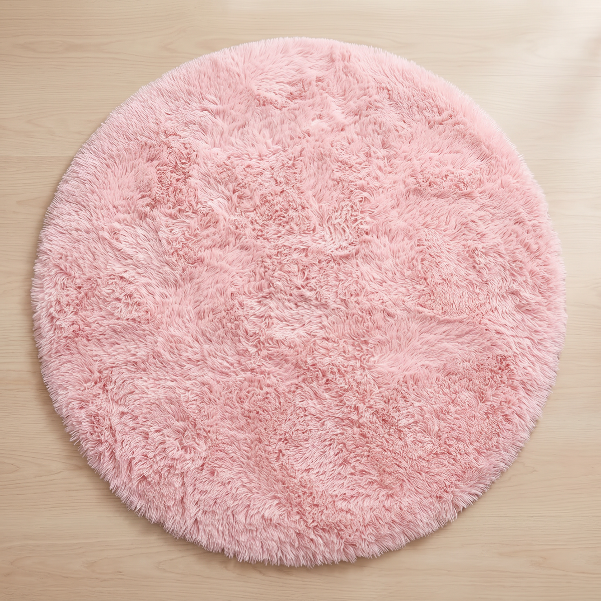 Plush Round Rug - Pink - 80cm diametre