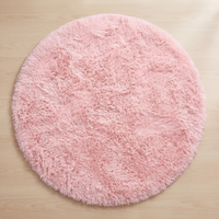Plush Round Rug - Pink - 80cm diametre